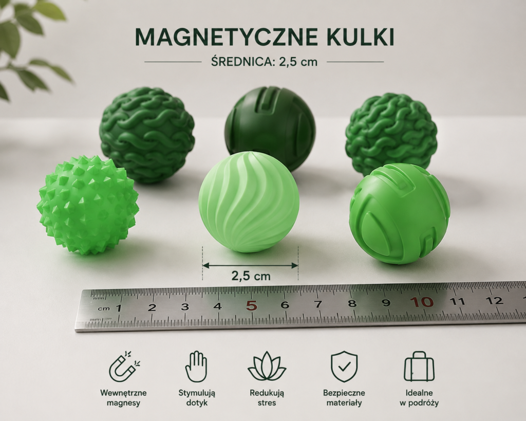 Magnetyczna piłka antystresowa – zestaw 6 kulek
